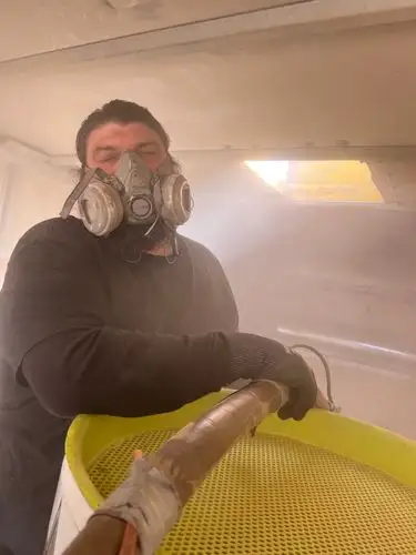 Masked up and grinding through the dust.
